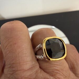 Gold and Black Faceted Ring